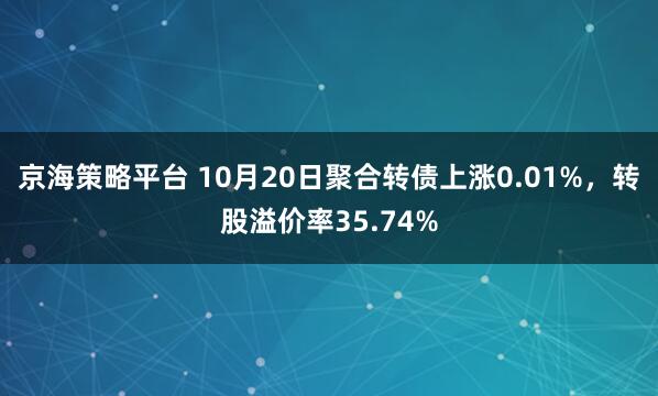京海策略平台 10月20日聚合转债上涨0.01%，转股溢价率35.74%
