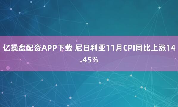 亿操盘配资APP下载 尼日利亚11月CPI同比上涨14.45%